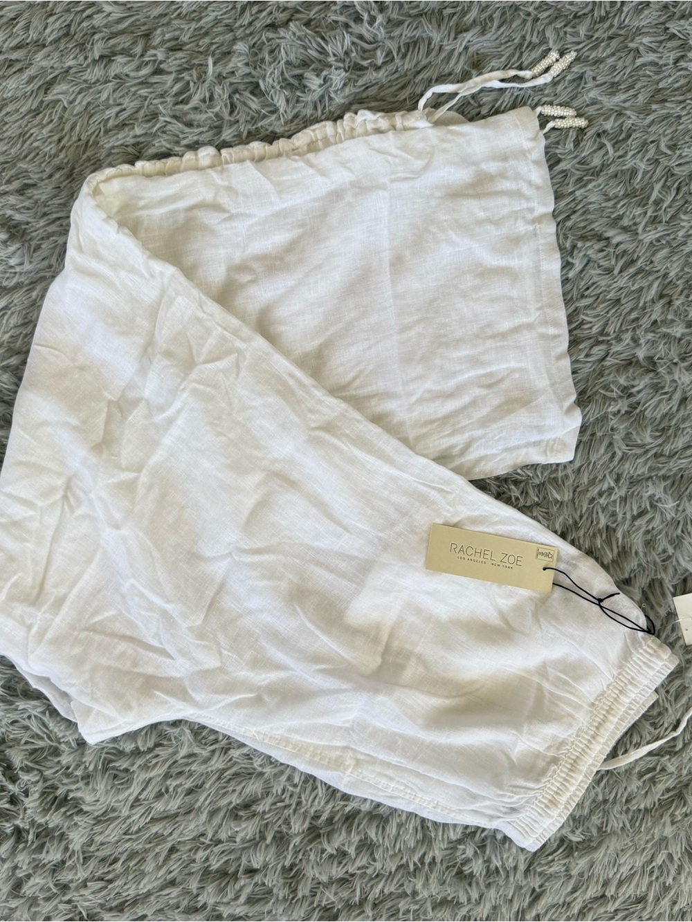 Rachel Zoe White Linen Drawstring Bermuda Shorts